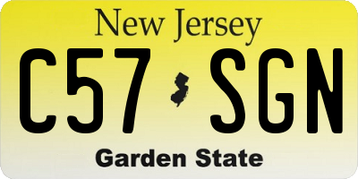 NJ license plate C57SGN
