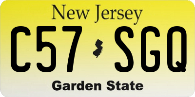 NJ license plate C57SGQ