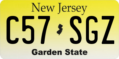 NJ license plate C57SGZ