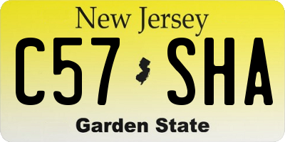 NJ license plate C57SHA