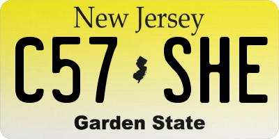 NJ license plate C57SHE