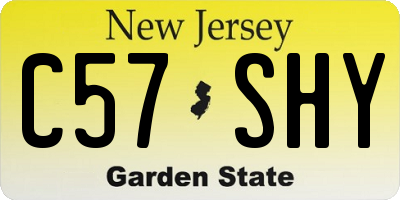 NJ license plate C57SHY