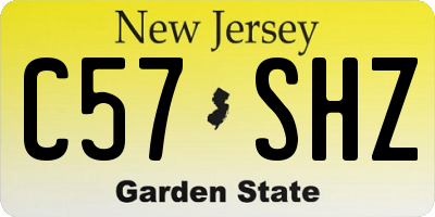 NJ license plate C57SHZ