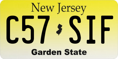 NJ license plate C57SIF
