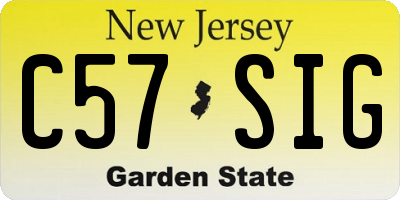 NJ license plate C57SIG