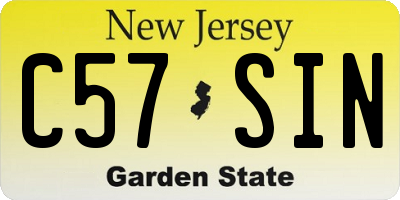 NJ license plate C57SIN