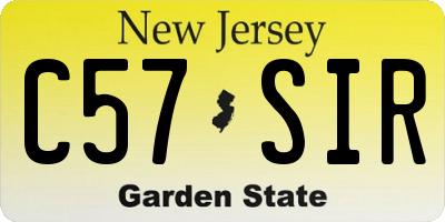 NJ license plate C57SIR