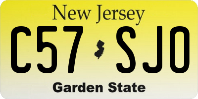 NJ license plate C57SJO