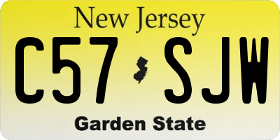 NJ license plate C57SJW