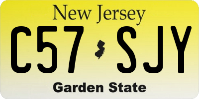 NJ license plate C57SJY