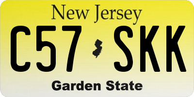 NJ license plate C57SKK