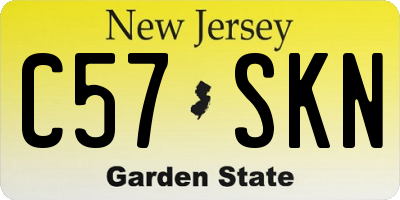 NJ license plate C57SKN