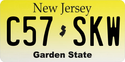 NJ license plate C57SKW