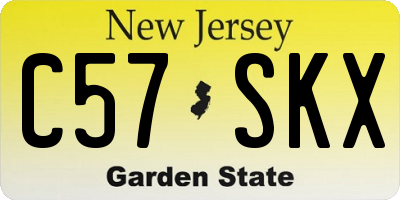 NJ license plate C57SKX
