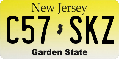 NJ license plate C57SKZ
