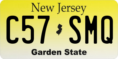 NJ license plate C57SMQ