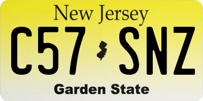 NJ license plate C57SNZ