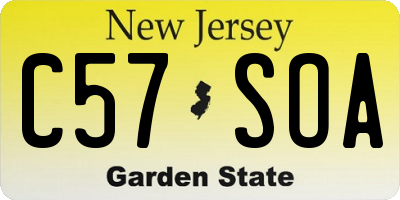 NJ license plate C57SOA
