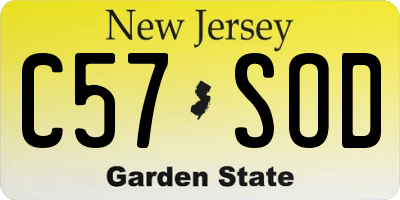NJ license plate C57SOD