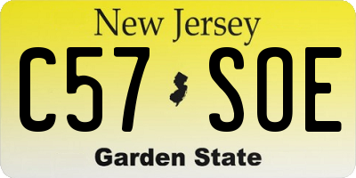NJ license plate C57SOE