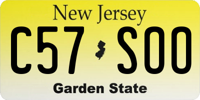 NJ license plate C57SOO