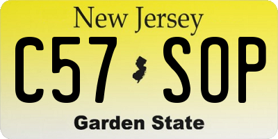 NJ license plate C57SOP