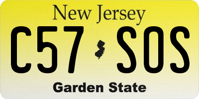 NJ license plate C57SOS
