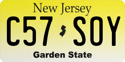 NJ license plate C57SOY