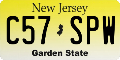 NJ license plate C57SPW