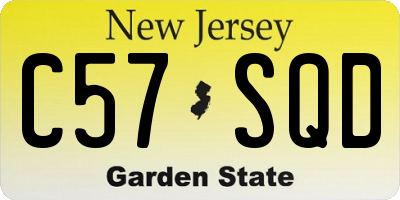 NJ license plate C57SQD