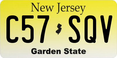 NJ license plate C57SQV