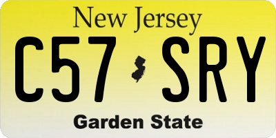 NJ license plate C57SRY