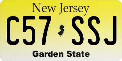 NJ license plate C57SSJ