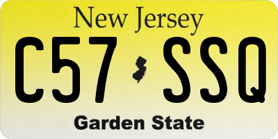 NJ license plate C57SSQ