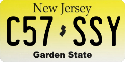 NJ license plate C57SSY