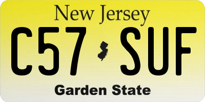 NJ license plate C57SUF