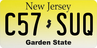 NJ license plate C57SUQ