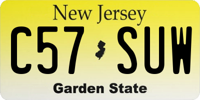 NJ license plate C57SUW