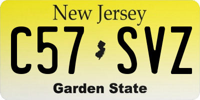NJ license plate C57SVZ