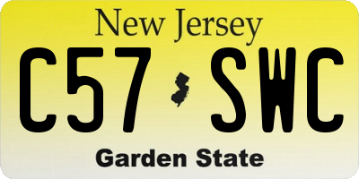 NJ license plate C57SWC