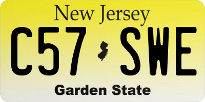 NJ license plate C57SWE