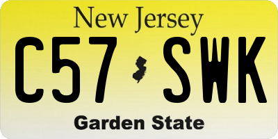 NJ license plate C57SWK