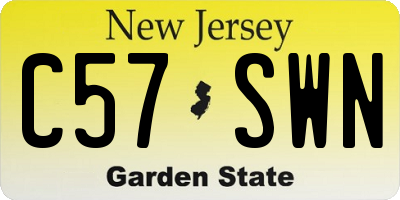 NJ license plate C57SWN