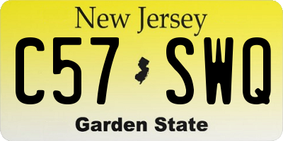 NJ license plate C57SWQ