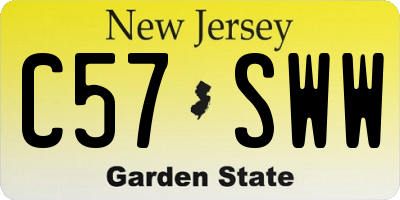 NJ license plate C57SWW