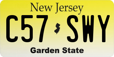 NJ license plate C57SWY