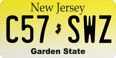NJ license plate C57SWZ