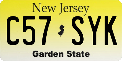 NJ license plate C57SYK