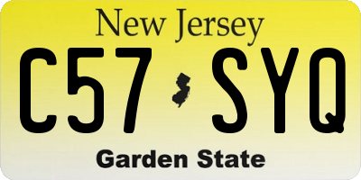 NJ license plate C57SYQ