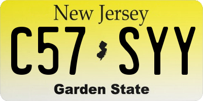NJ license plate C57SYY